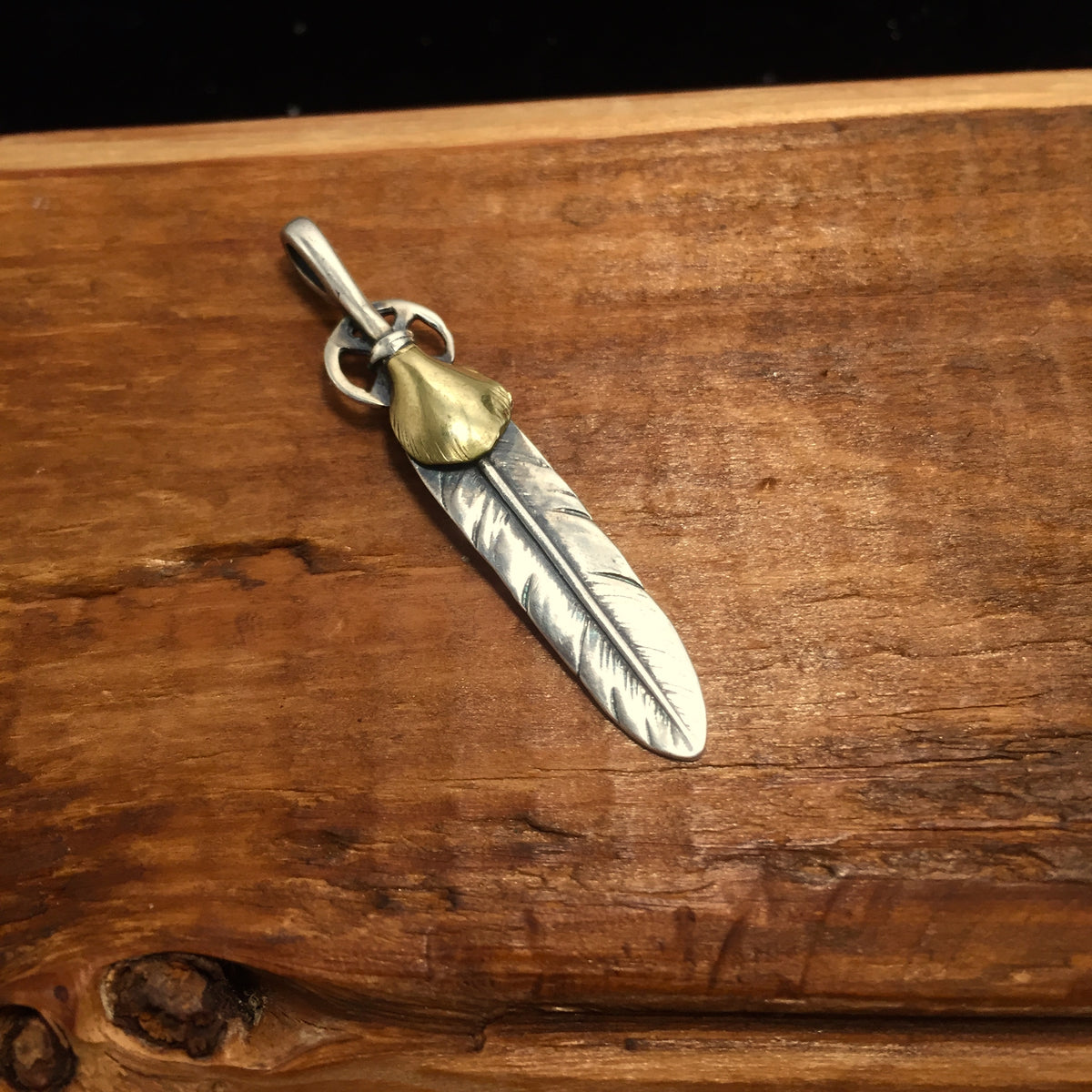 Feather Retro 925 Silver Pendant 8x50mm