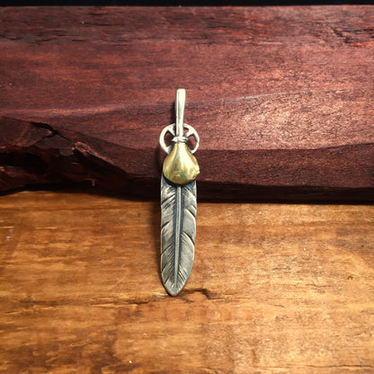 Feather Retro 925 Silver Pendant 8x50mm