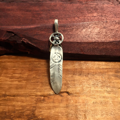 Feather Retro 925 Silver Pendant 8x50mm