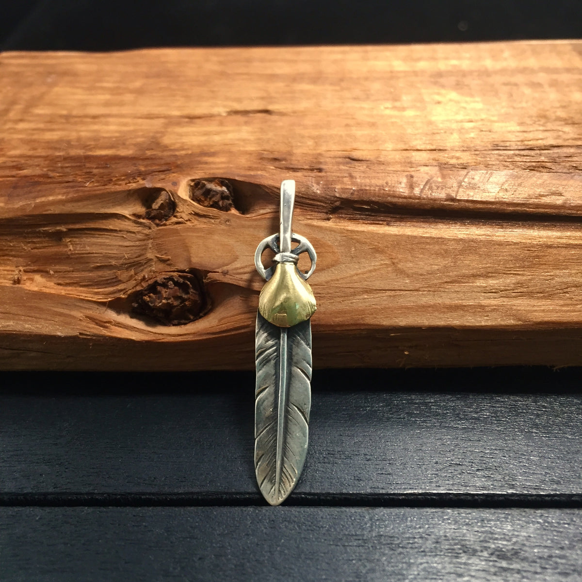 Feather Retro 925 Silver Pendant 8x50mm
