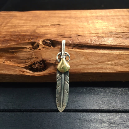 Feather Retro 925 Silver Pendant 8x50mm
