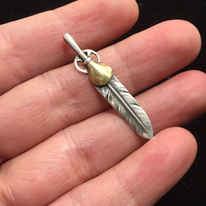 Feather Retro 925 Silver Pendant 8x50mm