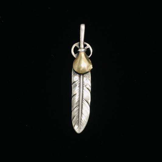 Feather Retro 925 Silver Pendant 8x50mm