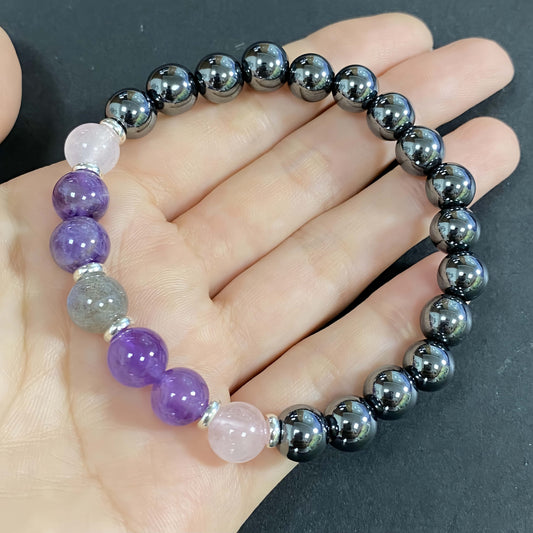 Hematite Seven Chakra Crystal Bracelet