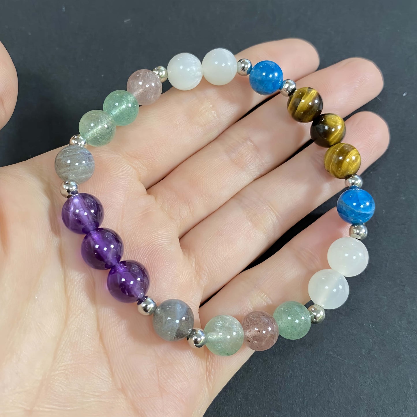 Natural Colorful Crystal Seven Chakra Crystal Bracelet