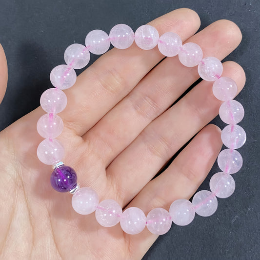 Natural Round Amethyst Crystal Bracelet for Love and Relationship