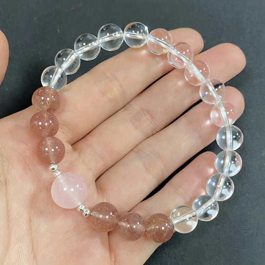 Strawberry Quartz Crystal Bracelet for Love and Relationship