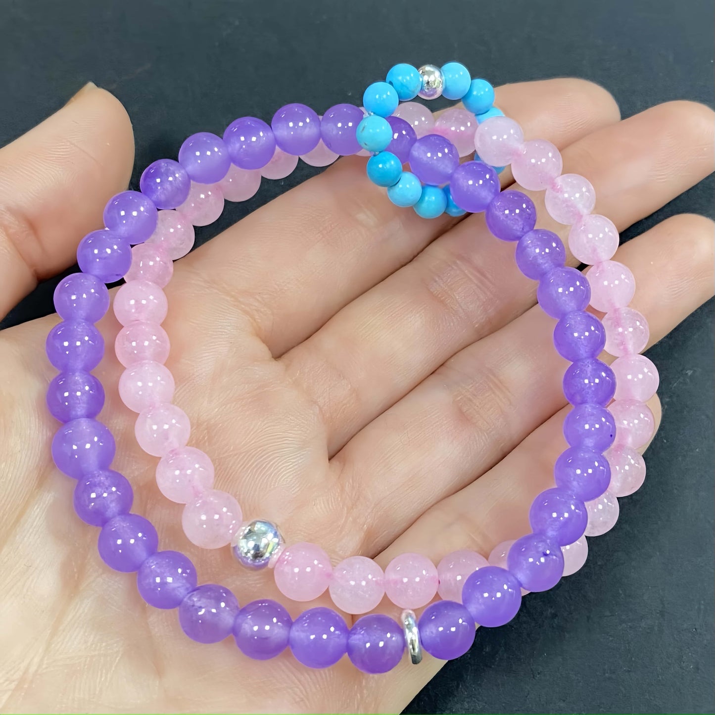 Double Amethyst Crystal Bracelet for Love and Relationship