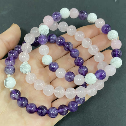 Triple Amethyst Crystal Bracelet for Love and Relationship