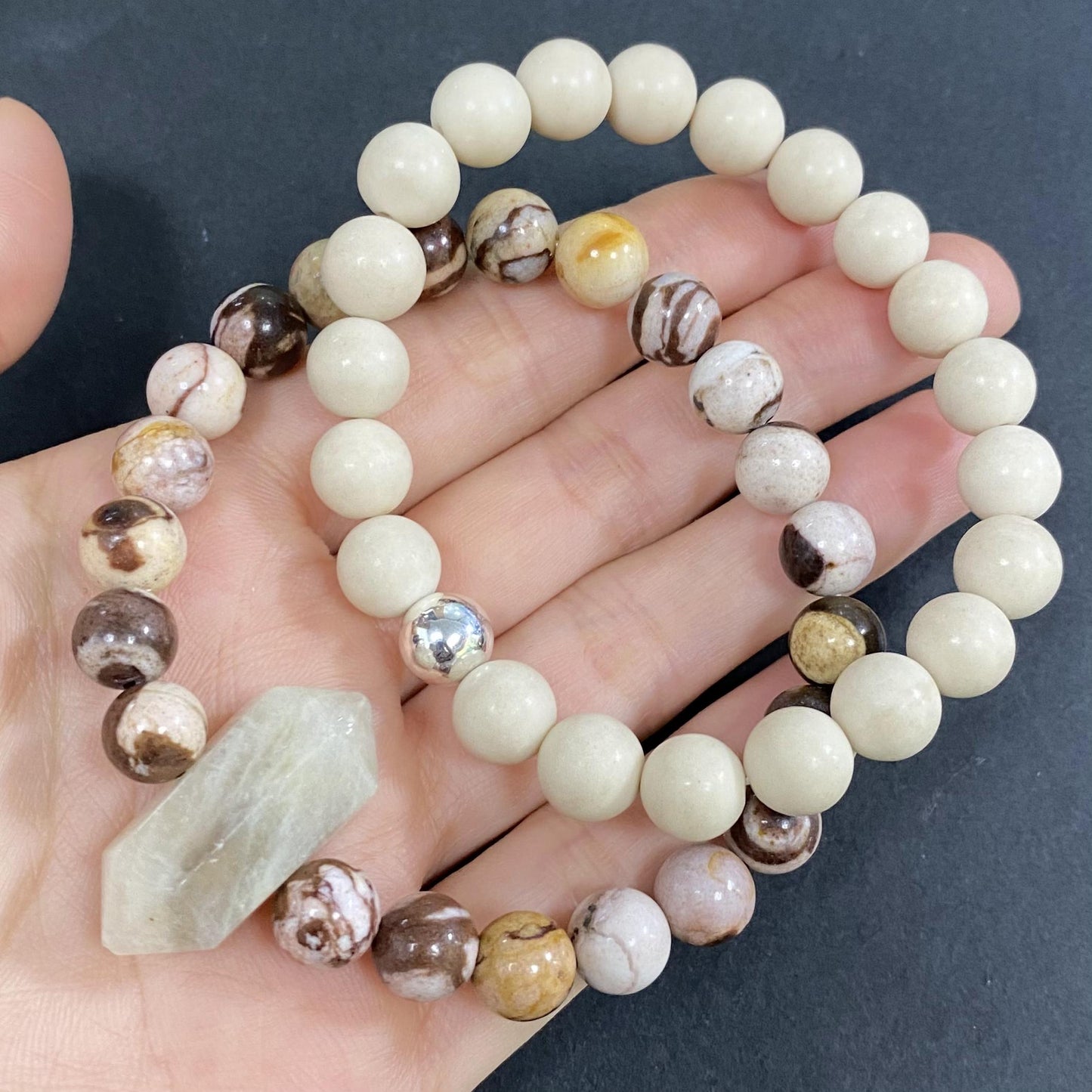 Ivory Jade Crystal Bracelet for Strenght and Power