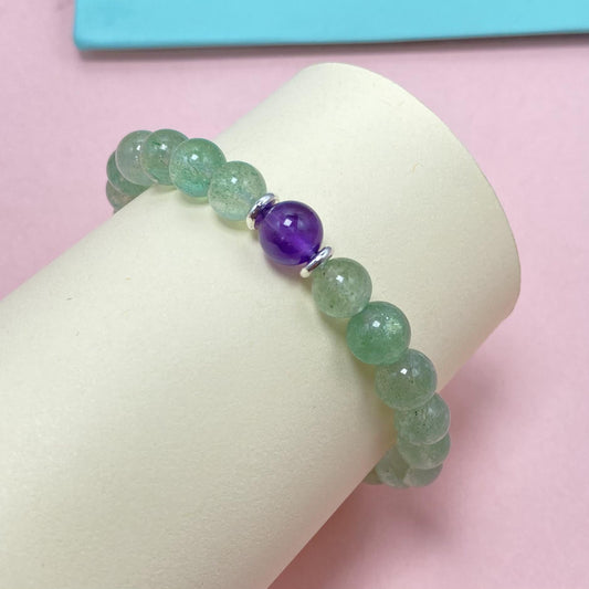 Green Strawberry Quartz to Improve Body and Health Crystal  Bracelet