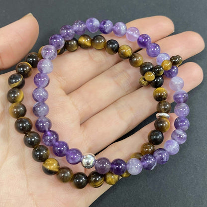 Tiger's Eye & Amethyst for Better Wealth & Career Crystal Bracelet