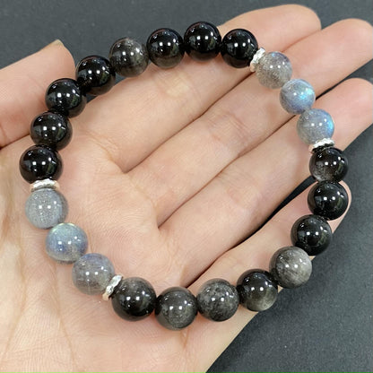 Labradorite Obsidian for Protection and Apotropaic Crystal Bracelet