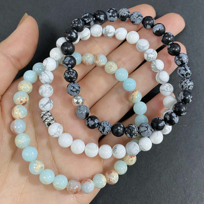 Triple Strand Howlite to Help Lower Stress & Anxiety Level Crystal Bracelet