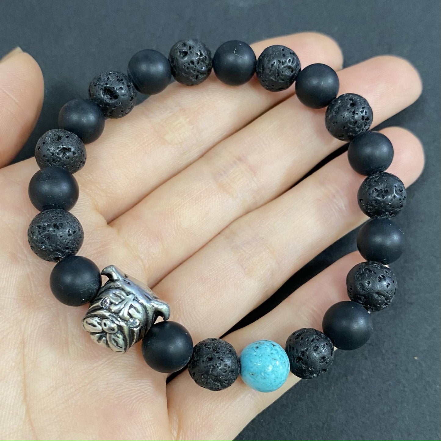 BullDog with Onyx for Protection and Apotropaic Crystal Bracelet
