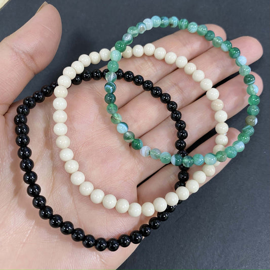 Tripe Strand Green Agate to Improve Body and Health Crystal  Bracelet