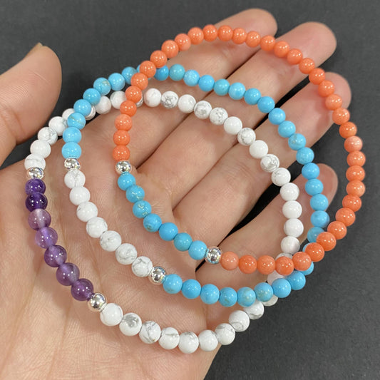 Triple Coral Crystal Bracelet for Focus and Concentration