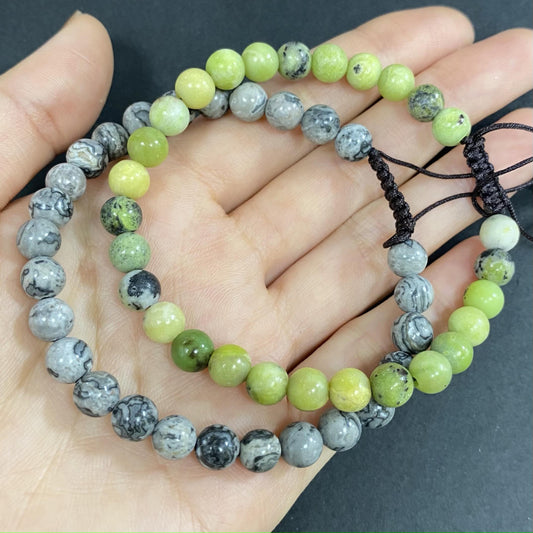 Green Australian Jade with Map Stone to Improve Body and Health Crystal  Bracelet