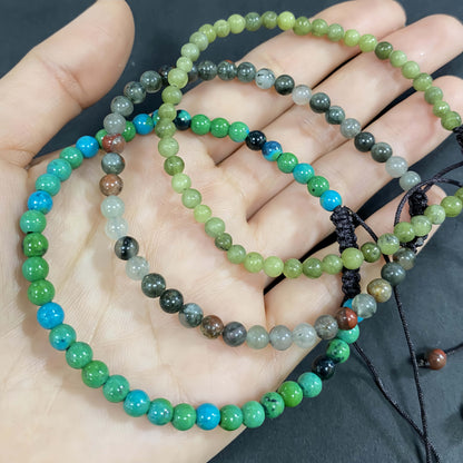 Triple Strand Green Jade to Improve Body and Health Briaded Rope Crystal Bracelet