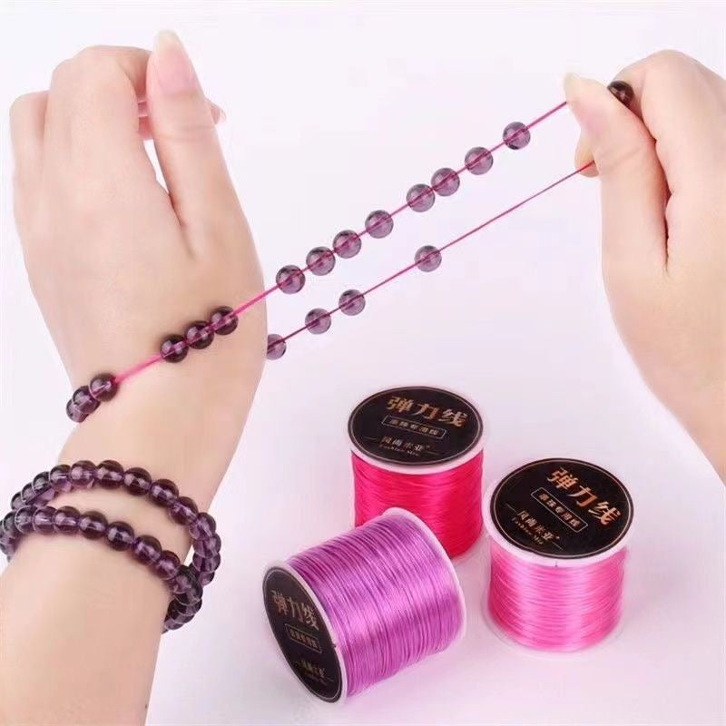 $0.99/Pcs 50M/Roll 0.8mm High Quality Japan Import Elastic Cord Crystal String for Beading Premium Stretch Polyester Thread , for DIY Jewelry Making