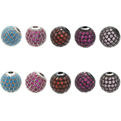 High Quality Brass Cubic Zirconia Round Spacer Beads 6mm/8mm/10mm