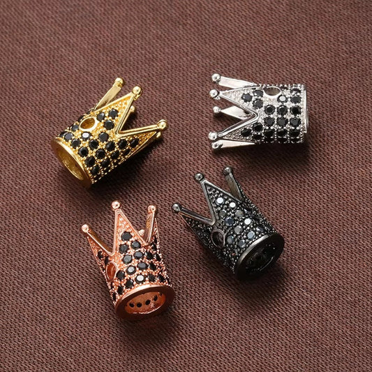 1PCS Brass Cubic Zirconia Crown Bead