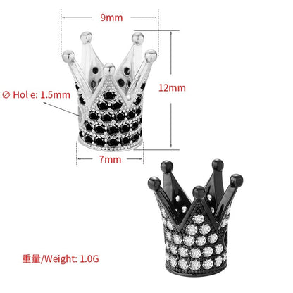 1PCS Brass Cubic Zirconia Crown Bead