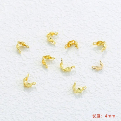 50Pcs 18K Gold Plated Clam Shell Bead Tips Crimp Beads Cover