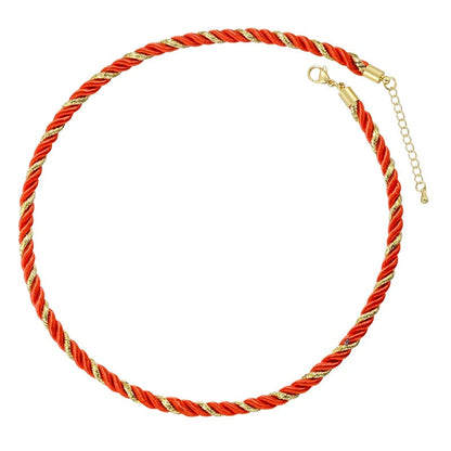 1PCS Braided Silk Rope Necklace Cords With Bright Gold Finish