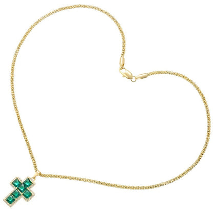 1Pcs Cross Pendants Brass Cubic Zirconia Cross Charms Necklaces