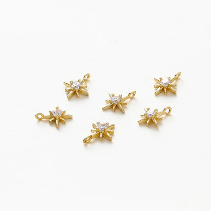 10pcs/lot 18K Gold Colors Rhinestone Hexagram Stars Brass Pendants