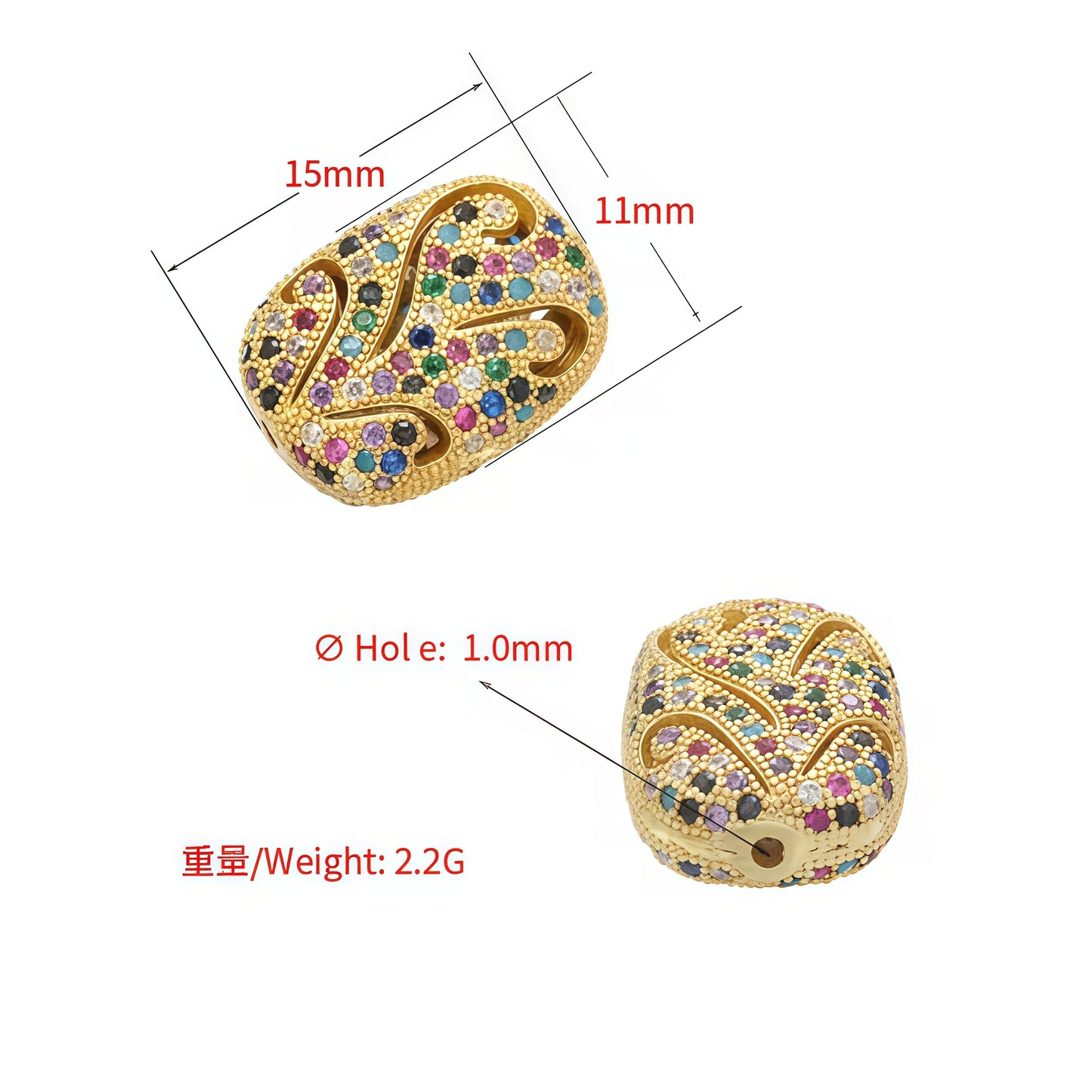 1PCS  Rectangular Hollow Candy Crystal Spacer Beads