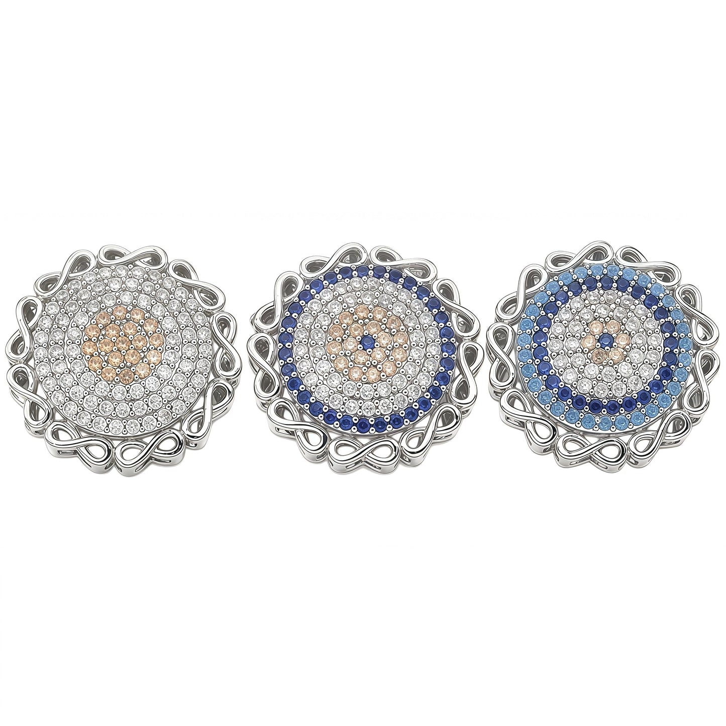 1PCS Brass Cubic Zirconia Round Flowers Charms Connectors DIY Jewelry Findings