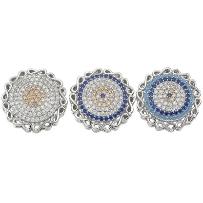 1PCS Brass Cubic Zirconia Round Flowers Charms Connectors DIY Jewelry Findings