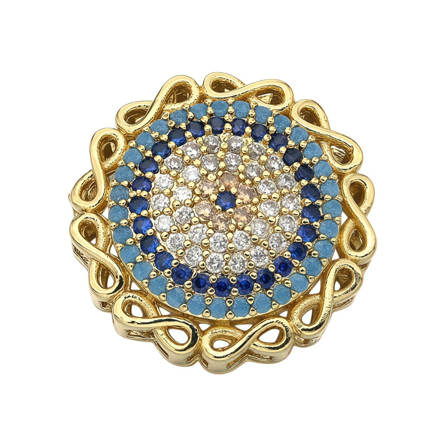 1PCS Brass Cubic Zirconia Round Flowers Charms Connectors DIY Jewelry Findings