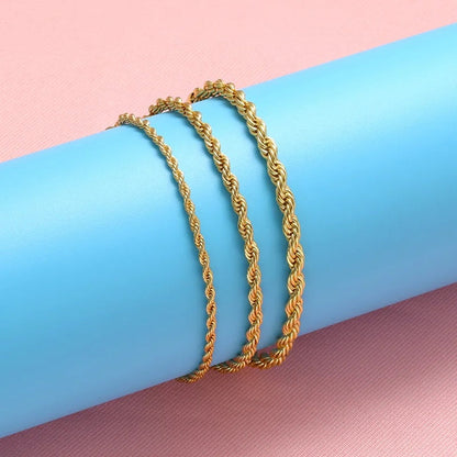 1PCS Stainless Steel Bracelets Boho Gold-color Thick/Thin Fashion Punk Twist Bracelet