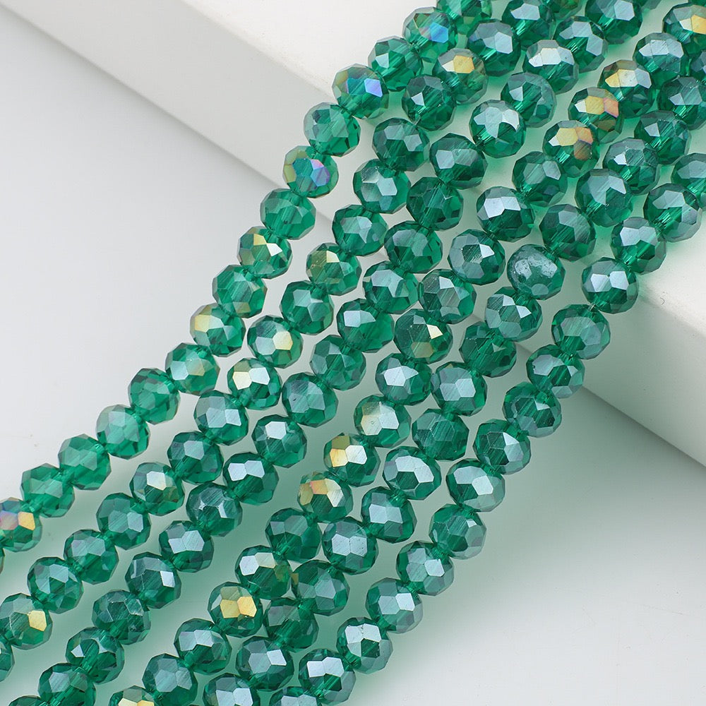10 Strands Multicolored AB Glass Beads Crystal Faceted Flat Round Beads