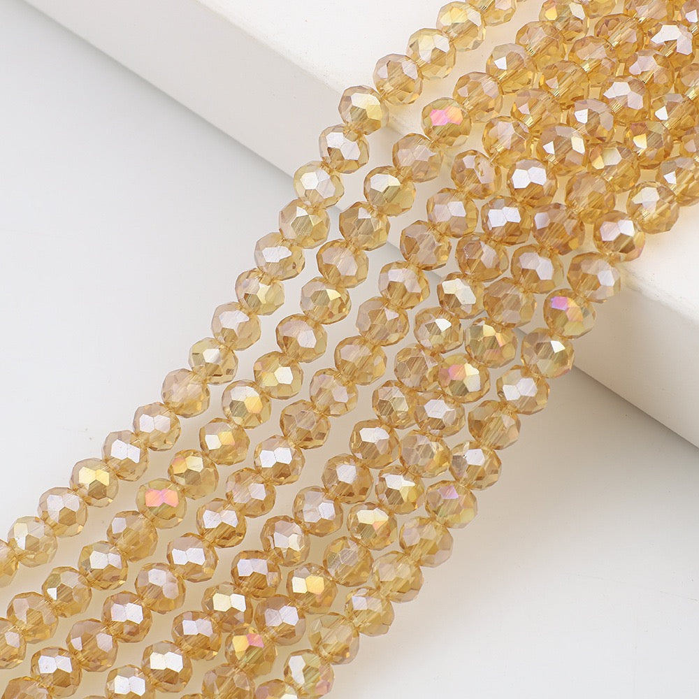 10 Strands Multicolored AB Glass Beads Crystal Faceted Flat Round Beads