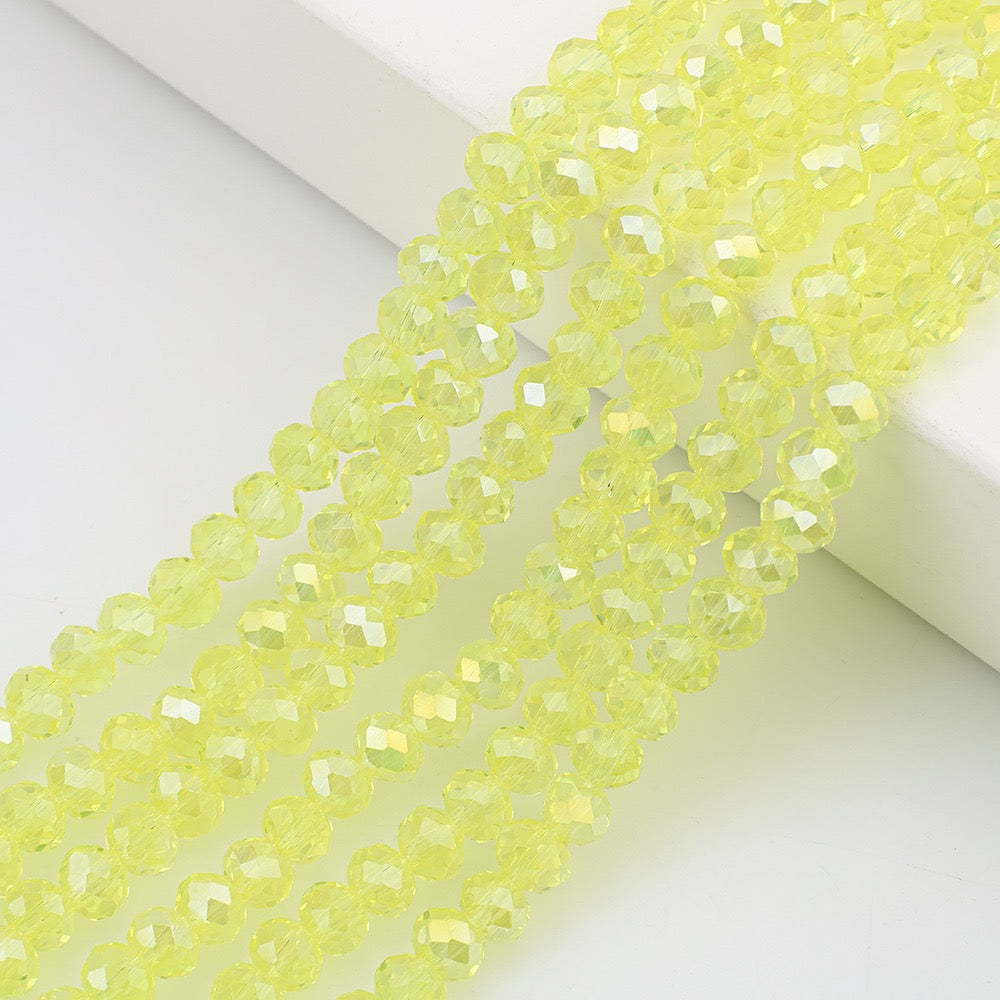 10 Strands Multicolored AB Glass Beads Crystal Faceted Flat Round Beads