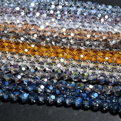 3 Strands 8mm 32‑Facet Earth Cut Glass Beads