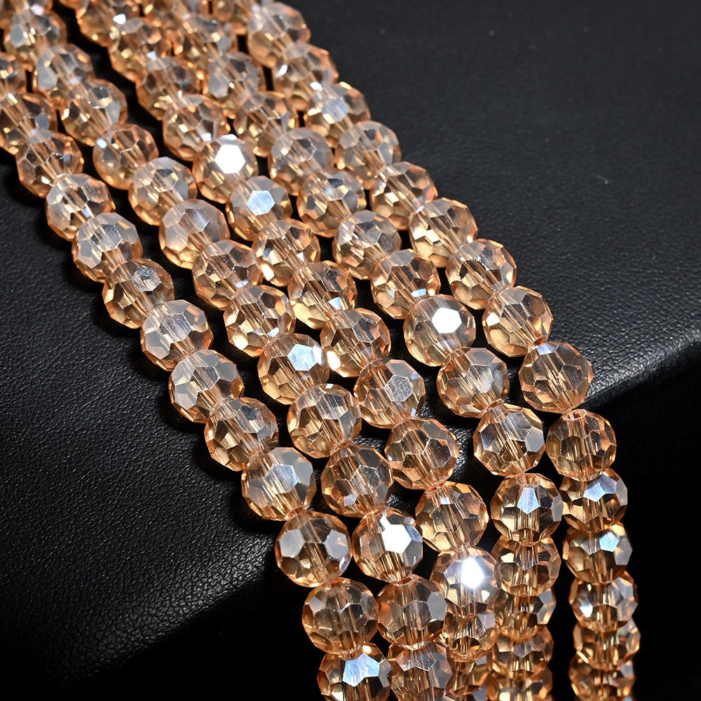 3 Strands 8mm 32‑Facet Earth Cut Glass Beads