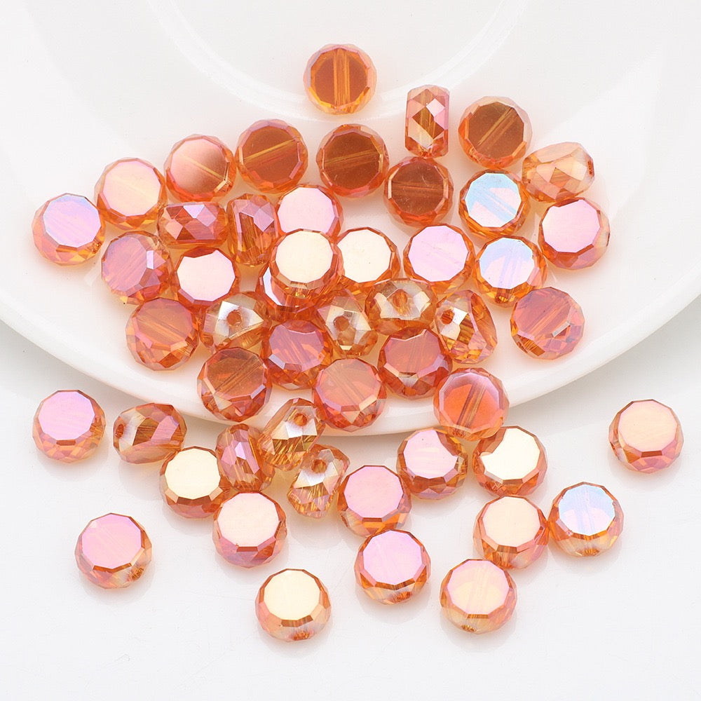 100pcs Electroplated Faceted Flat Rondelle Crystal Beads
