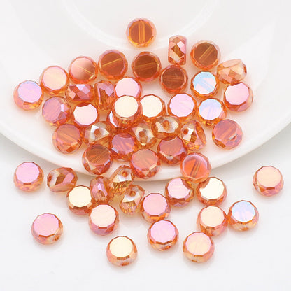 100pcs Electroplated Faceted Flat Rondelle Crystal Beads
