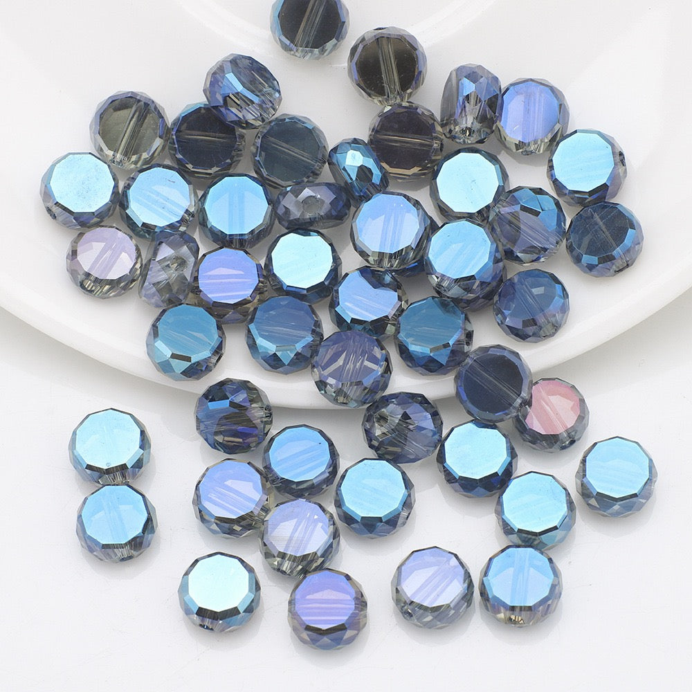 100pcs Electroplated Faceted Flat Rondelle Crystal Beads