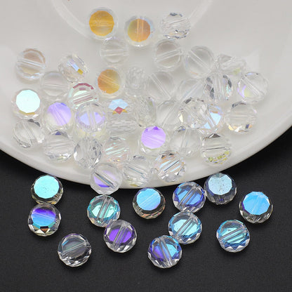 100pcs Electroplated Faceted Flat Rondelle Crystal Beads
