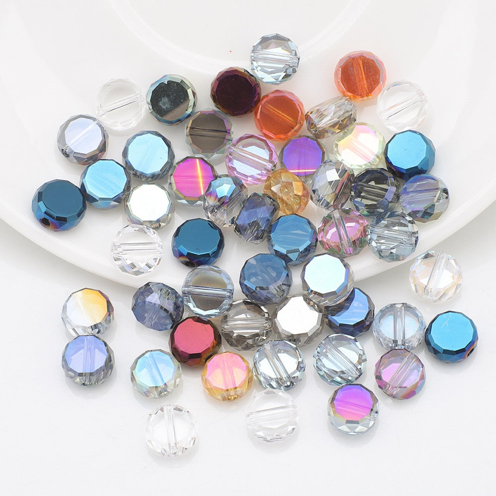 100pcs Electroplated Faceted Flat Rondelle Crystal Beads
