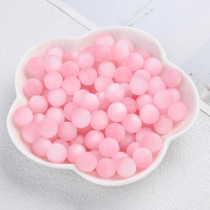 50pcs Matte Dreamy Cat Eye Resin Round Beads