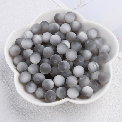 50pcs Matte Dreamy Cat Eye Resin Round Beads