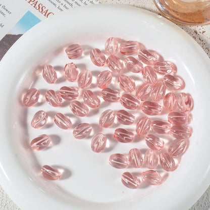 100pcs High‑Transparent Twisted Oval Glass Beads
