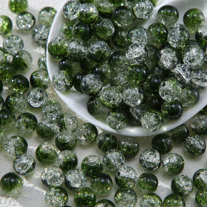 100pcs Crackle Flower Glass Round Loose Beads